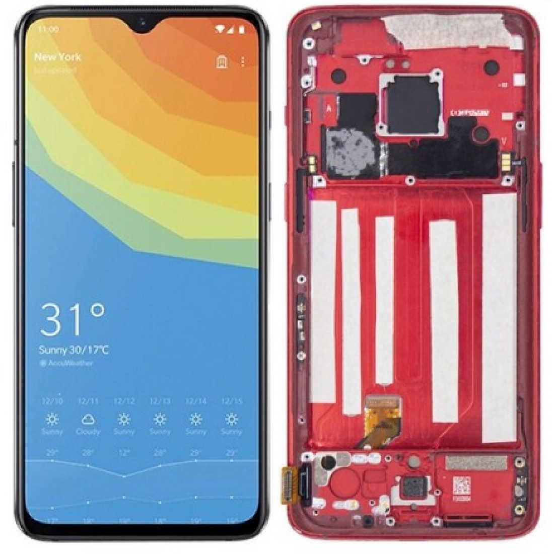 Oneplus 7 LCD Screen With Frame Red Replacement - Cellspare